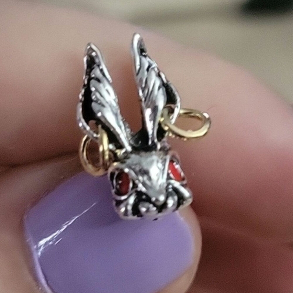 Men's evil gothic punk bunny rabbit with pierced earrings